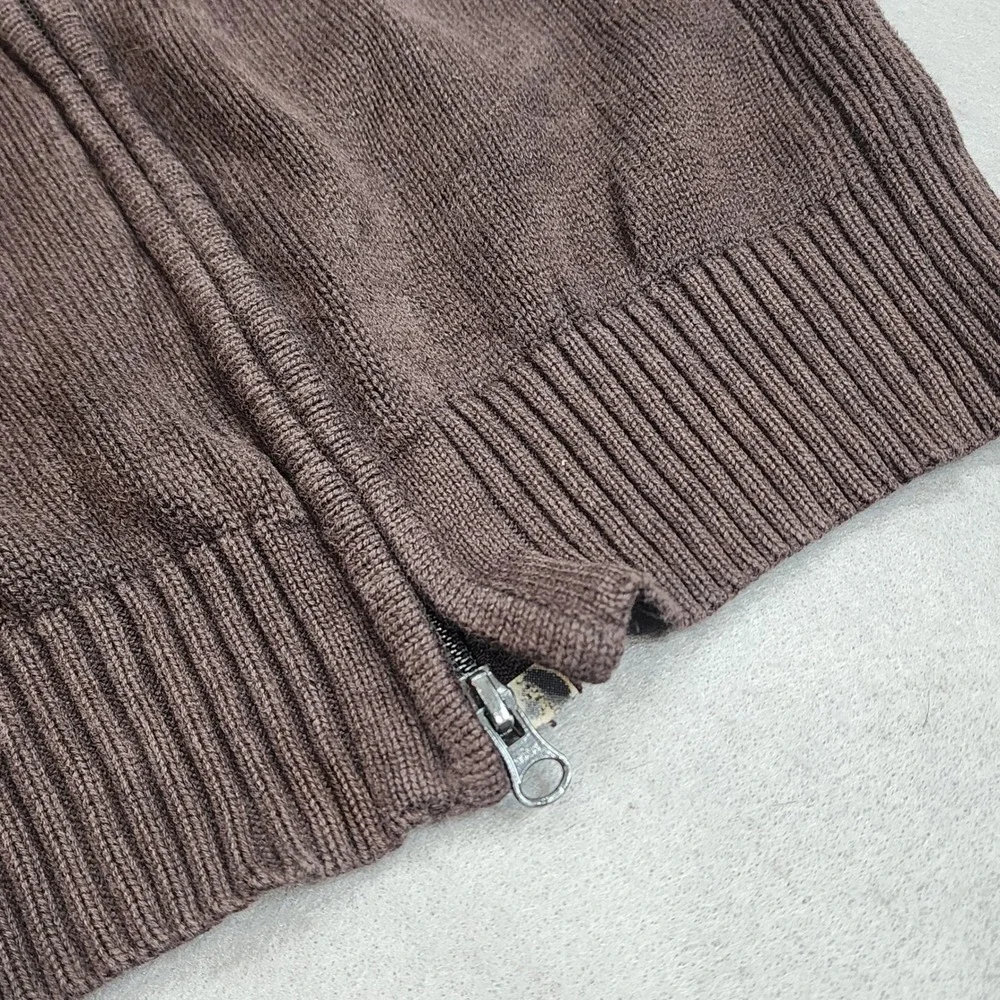 American Rag Full Zip Cardigan Brown Mock Neck Cotton Sweater Mens S